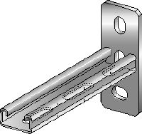 MQK-21 Bracket Galvanised bracket with a 21 mm high, single MQ strut channel for medium-duty indoor applications