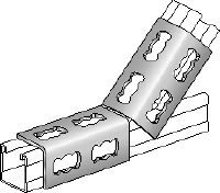 MQW 45°/135°-F Hot-dip galvanised (HDG) 45- or 135-degree angle for connecting multiple MQ strut channels