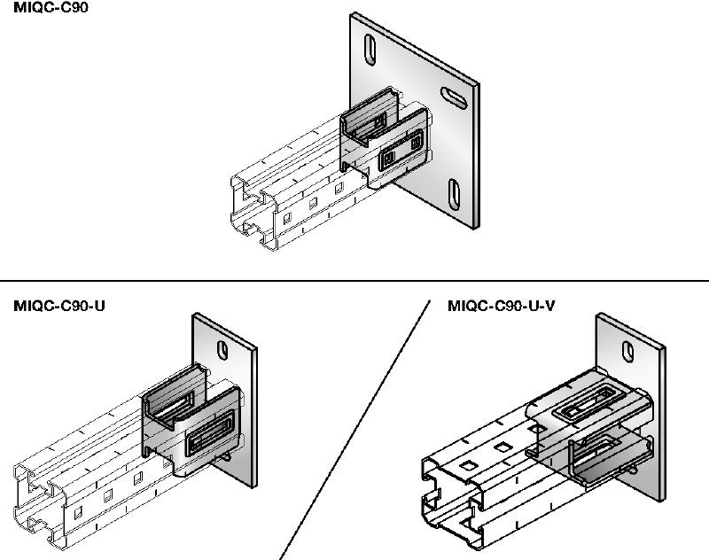 MIQC-C Base plate connector Hot-dip galvanised (HDG) baseplate for fastening MIQ girders to concrete for heavy-duty applications