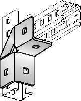 MC-A-90 Galvanised angle connector for 90-degree attachment of MC-3D channels to one another with higher load requirements indoors