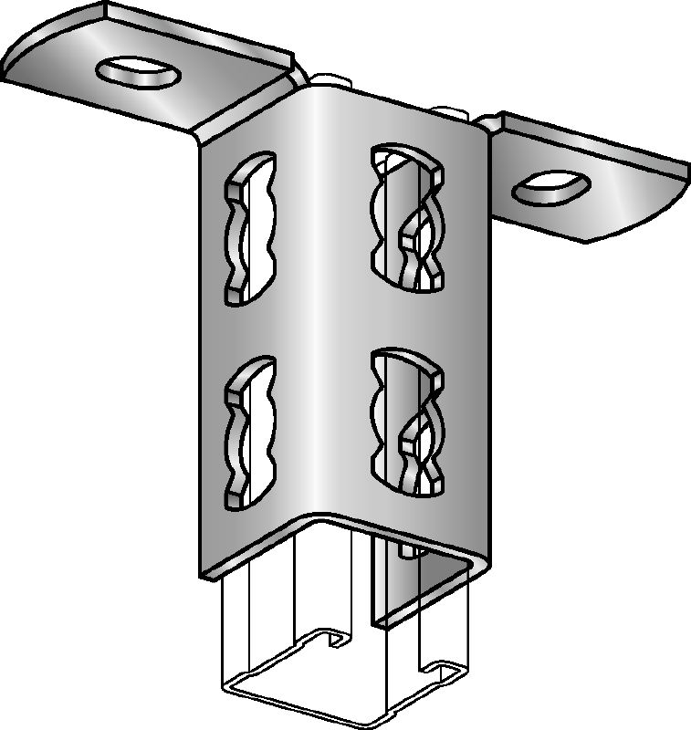 MQV-R Stainless steel (A4) channel connector used as a longitudinal extender for MQ strut channels