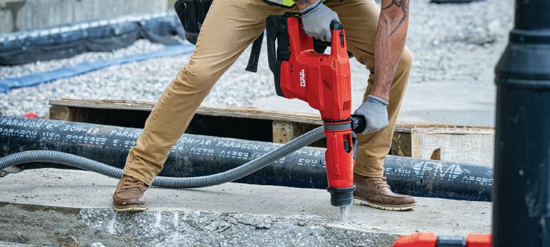 TE 60-22 Cordless rotary hammer Cordless SDS Max (TE-Y) rotary hammer with Active Vibration Reduction and Active Torque Control for heavy-duty concrete drilling and chiselling (Nuron battery platform) Applications 1