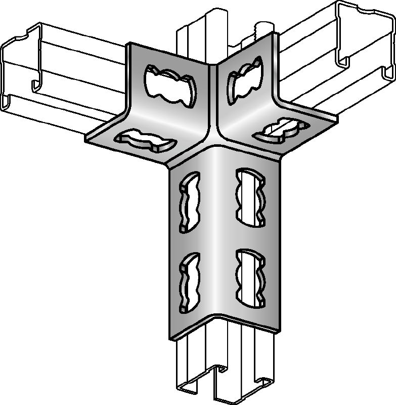 MQV-3D-R Stainless steel (A4) channel connector for three-dimensional structures