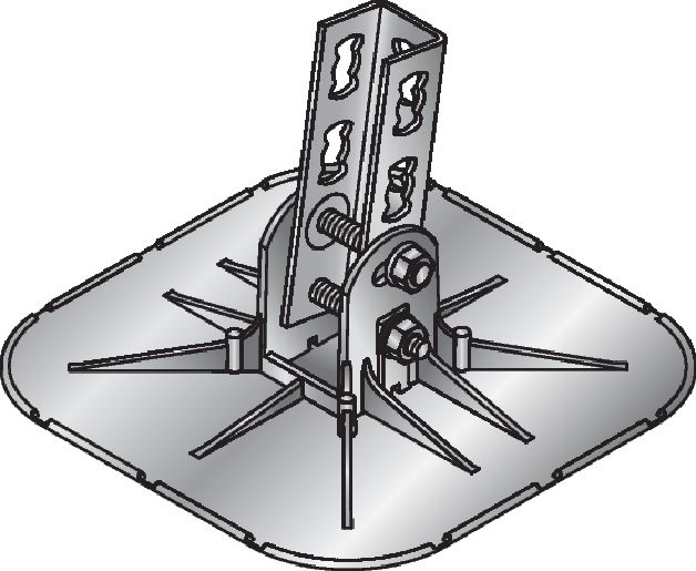 MV-LDP-L Load distribution plate Robust load distribution plate with adjustable angle for installing air conditioning units, walkways, ventilation ducts, pipework or cable trays on flat roofs