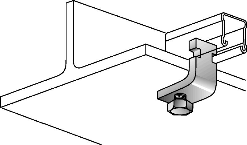 MQT-C-R Stainless steel (A4) beam clamp for connecting MQ strut channels directly to steel beams