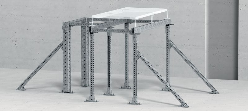 MC-72 OC-A Hot-dip galvanised (HDG) installation channel for higher load requirements and outdoor use Applications 1