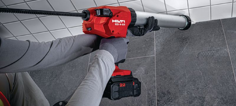 CD 4-22 cordless caulking dispenser Powerful battery-powered caulking dispenser for a wide variety of sealants, caulks and adhesives (Nuron battery platform) Applications 1