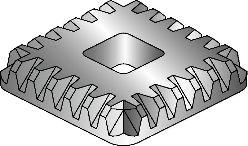 MIA-TP Tooth plate Hot-dip galvanised (HDG) tooth plate used with the MIA-OH bolt for fastening of MI and MIQ connectors