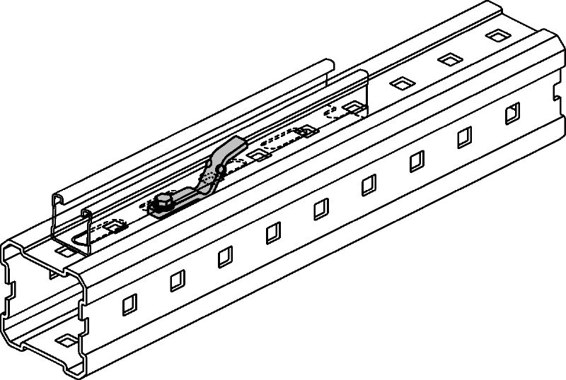 MIC-MI/MQ M8 Hot-dip galvanised (HDG) connector for fastening MQ strut channels parallel to MI girders Applications 1