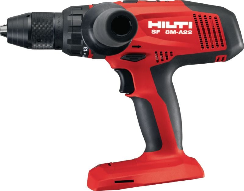 SF 8M-A22 Cordless drill driver Ultimate class 22V cordless drill driver with four-speed gearing and secure chuck for reduced drill bit slippage and high performance in metal drilling applications