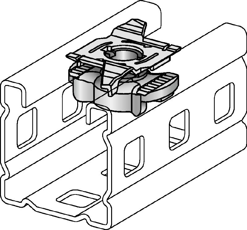 MC-WN-M10 Galvanised wing nut for fastening threaded components/bolts to the open face of MC installation channels