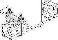 MI-DGC Beam clamp Hot-dip galvanised (HDG) double beam clamp for connecting MI girders to steel beams for heavy-duty applications