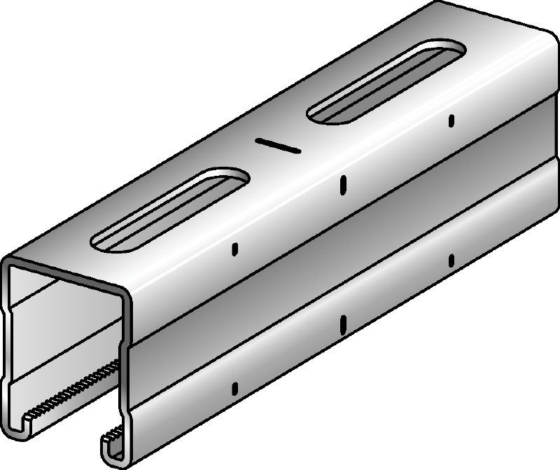 MQ-52 HDG ASTM Hot-dip galvanised (HDG, ASTM) 52 mm high MQ strut channel for medium-duty applications