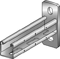 MQK-41 Bracket Galvanised bracket with a 41 mm high, single MQ strut channel for medium-duty applications