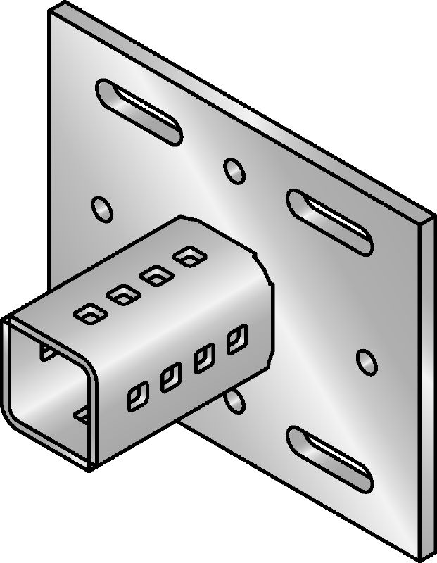 MIC-SH Baseplate (for MI-90) Hot-dip galvanised (HDG) baseplate for fastening MI-90 girders to steel for heavy-duty applications