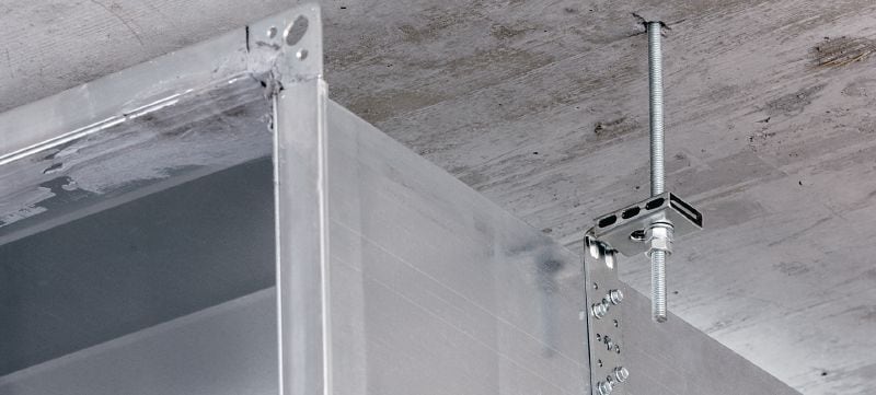 MVA-LC Galvanised air duct bracket for fastening or hanging ventilation ducts Applications 1